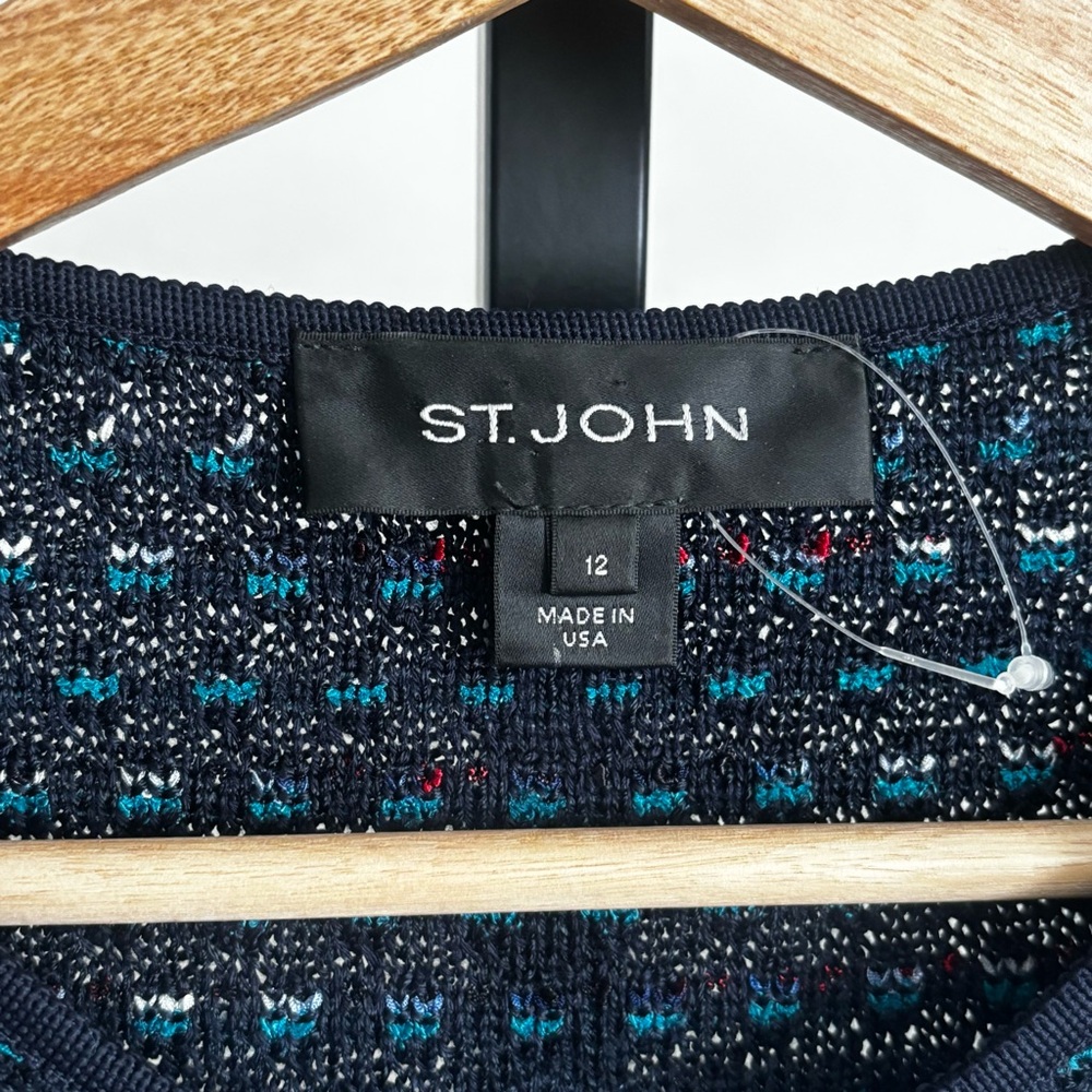 St John Knit Martinique Tweed Dolman Sleeve Jacket Navy Multi Sz 12 Retail $1395 - Picture 5 of 16